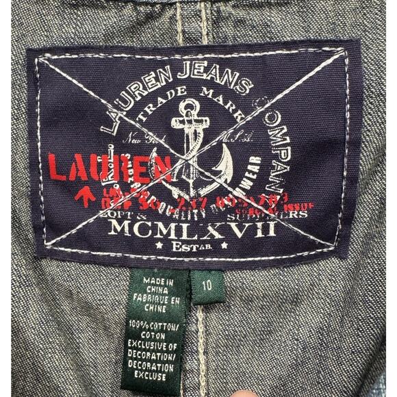 Lauren Jeans Co. LRL Denim Dress Women’s Size 10 Lace Up Nautical Retro Coastal - Picture 6 of 7